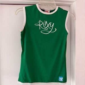 Roxy Rash guard Green Tank Top with White Trim
